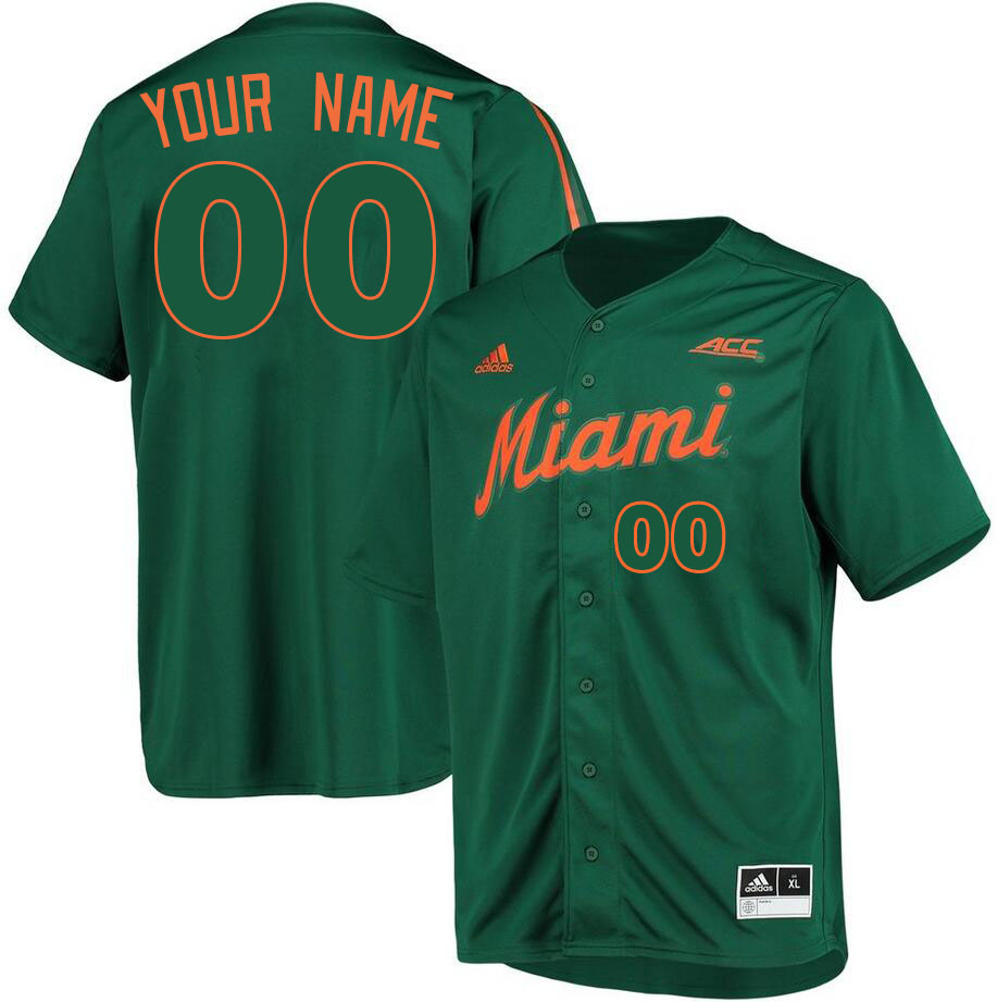 Custom Miami Hurricanes Name And Number College Baseball Jerseys Stitched-Green - Click Image to Close